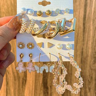 Wholesale Pearl Long Tassel Alloy Earrings