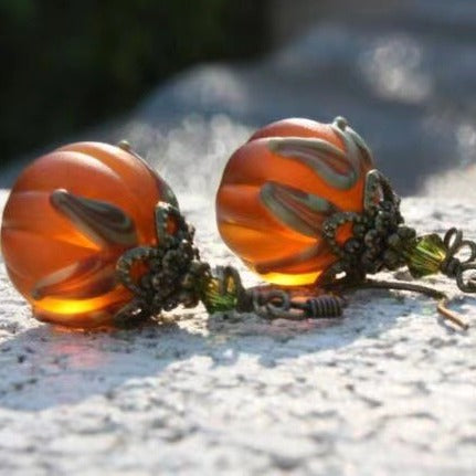 Wholesale Vintage  Pumpkin Pendant Teardrop Earrings