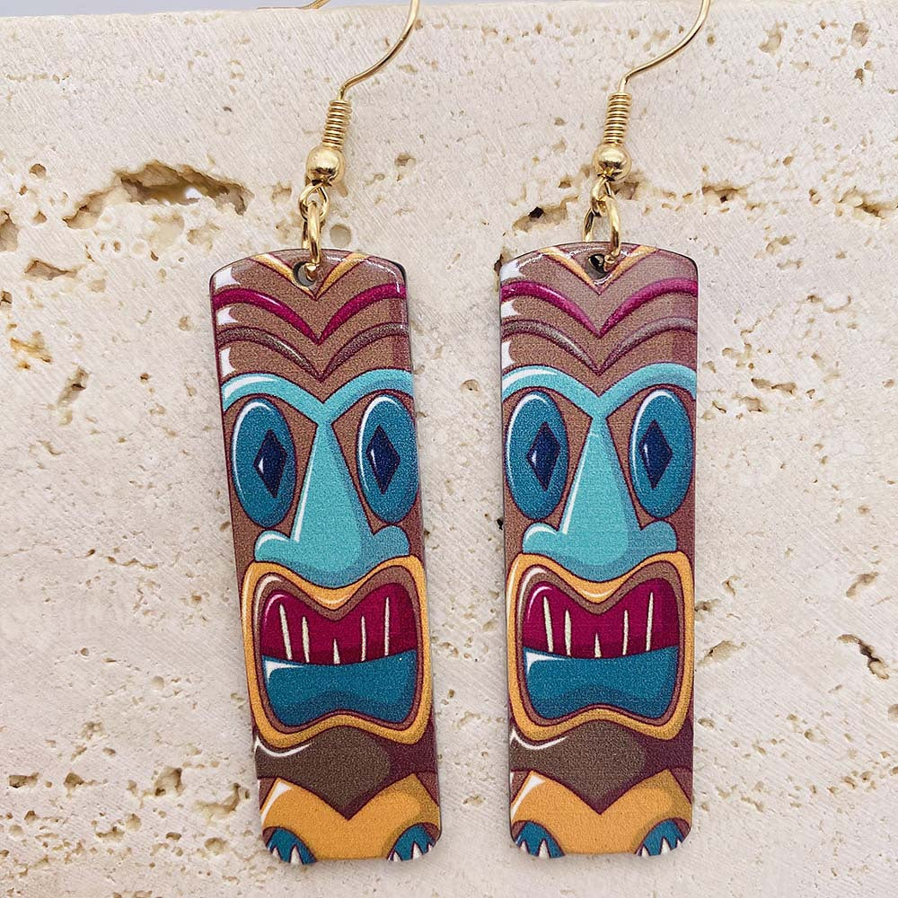 Pendientes acrílicos con estampado de cara pintada al por mayor