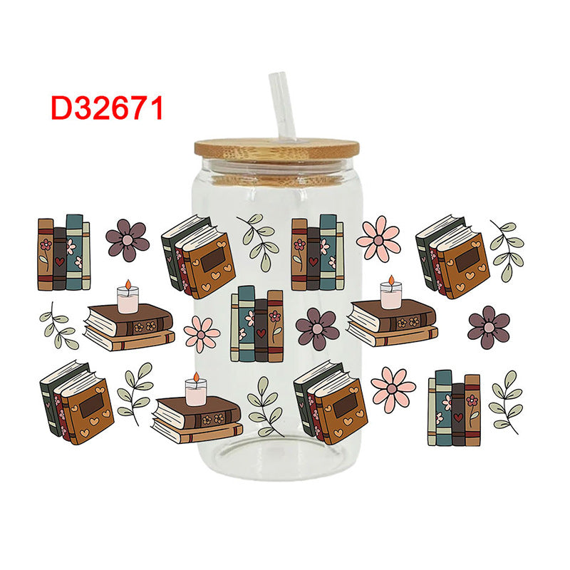Wholesale Uv Transfer Sticker Glass Cup Crystal Label 16oz Cup UV DTF Wraps