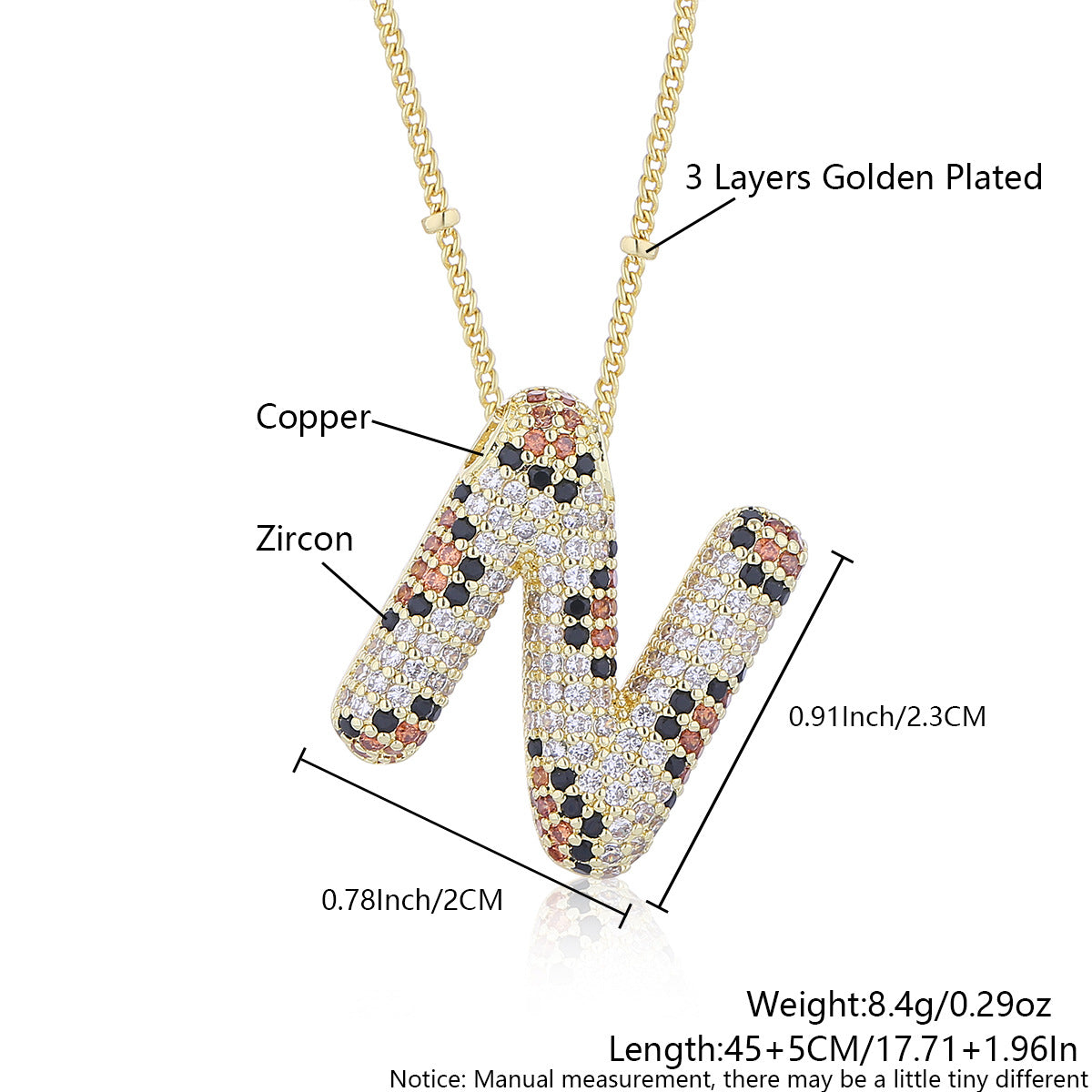 Wholesale Leopard Print Letter Necklace Copper Plated Real Gold Full Diamond Zircon Necklace Fashion English Letter Necklace Women