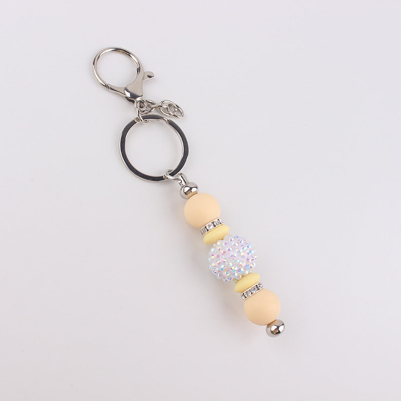 Wholesale bling beads silicone beads tassel keychain