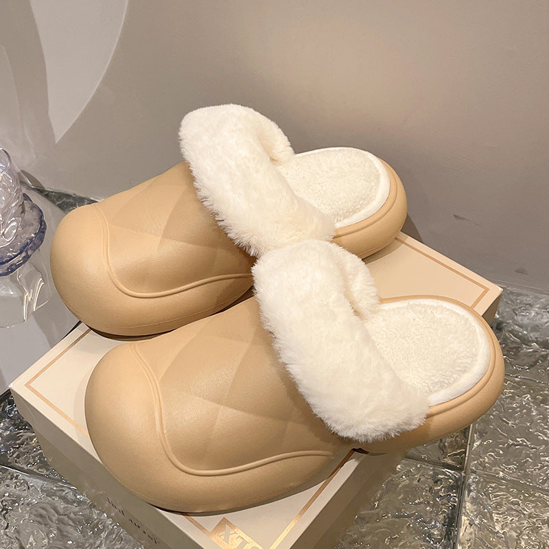 Wholesale Baotou Removable Thick Sole Anti-slip Waterproof Autumn and Winter New Plush Cotton Slippers