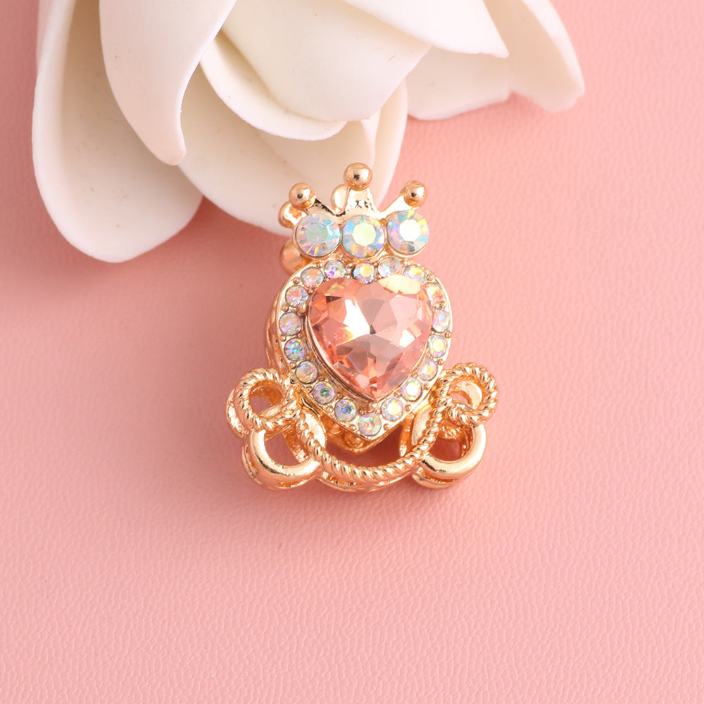 Wholesale 5pcs/pack  Pumpkin carriage heart-shaped crystal alloy rhinestone ball with straight hole  Fancy Beads