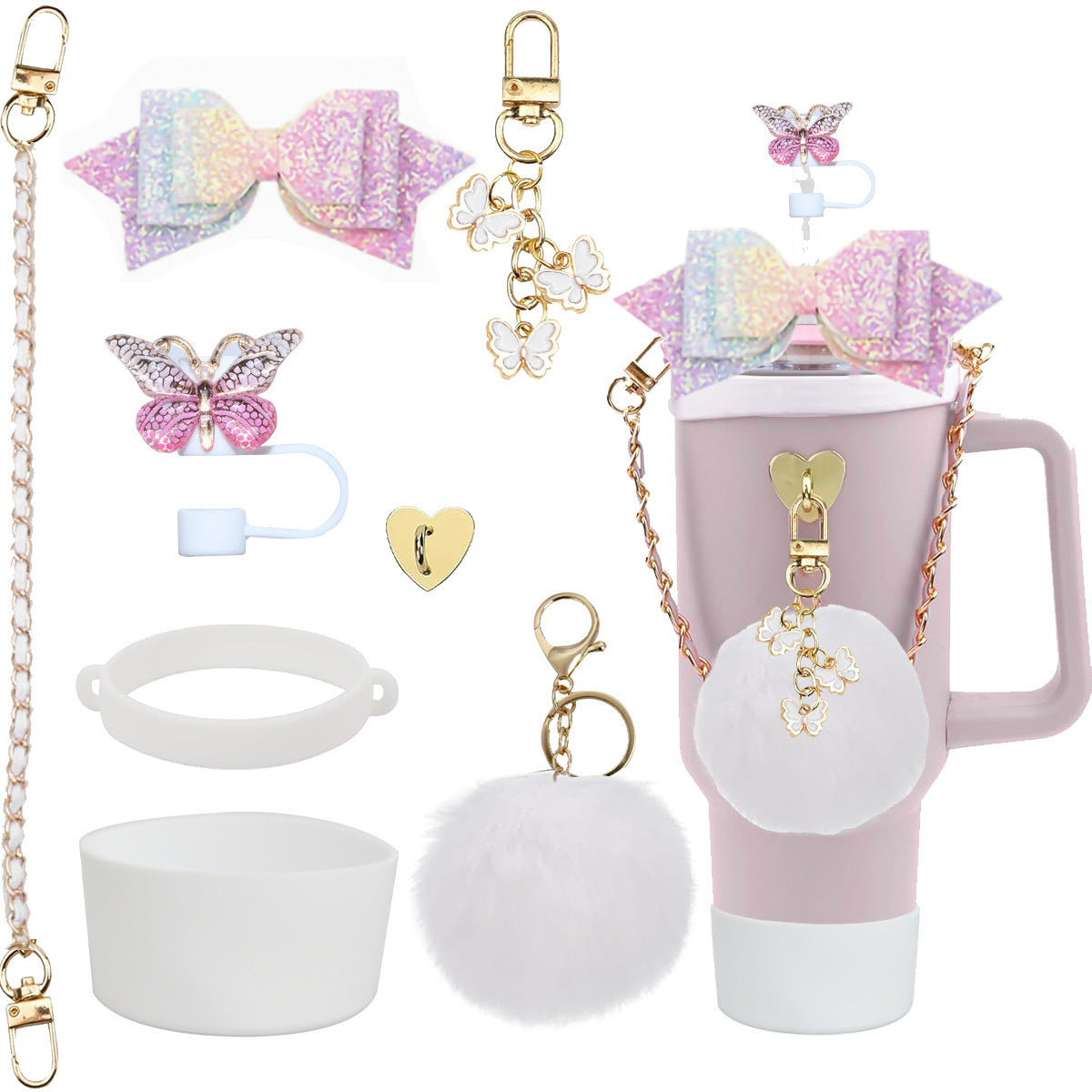 Wholesale Cup cover straw cap keychain plush elf cup accessories