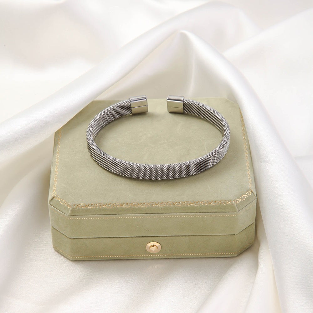 Wholesale Titanium Steel Elastic Irregular Open Bracelet