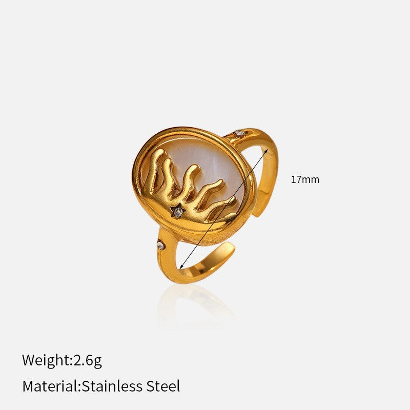 Wholesale Trendy Glossy Open Titanium Steel Ring Stainless Steel 18K Gold Plated Niche Ring