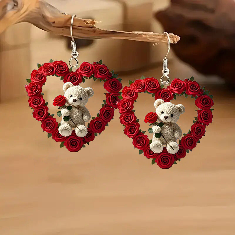 Wholesale Acrylic Rose Bear Heart Party Accessories Valentine's Day/Mother's Day Fashion Accessories