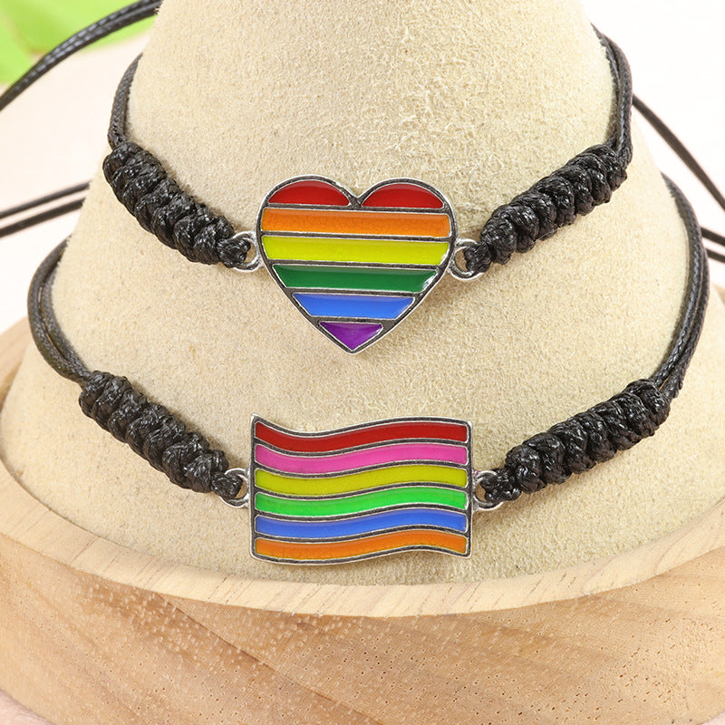 Wholesale LGBT Six-color Rainbow Hand-woven Bracelets