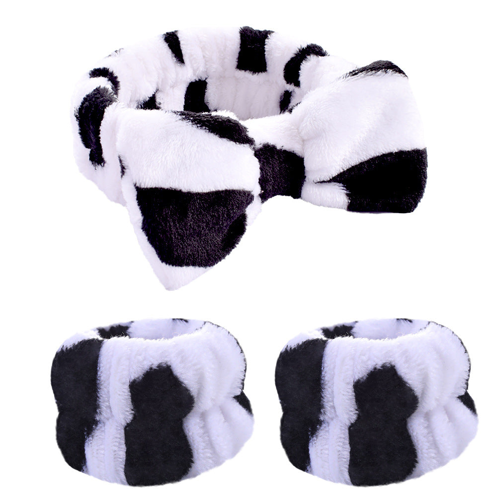 Wholesale Color Leopard Coral Fleece Wash Face Wrist Band Headband