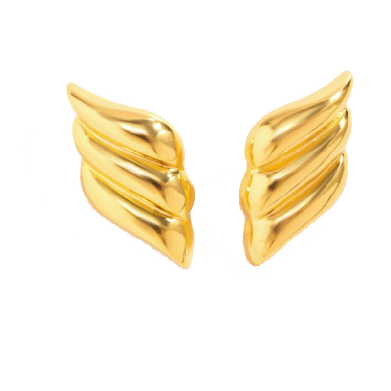 Wholesale Geometric Three-Layer Wings 18K Gold Plated Earrings