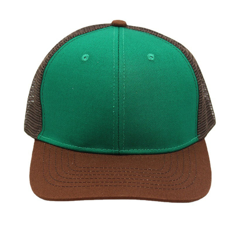 Wholesale Color Block Hip Hop Flat Brim Sunscreen Mesh Cotton Baseball Cap