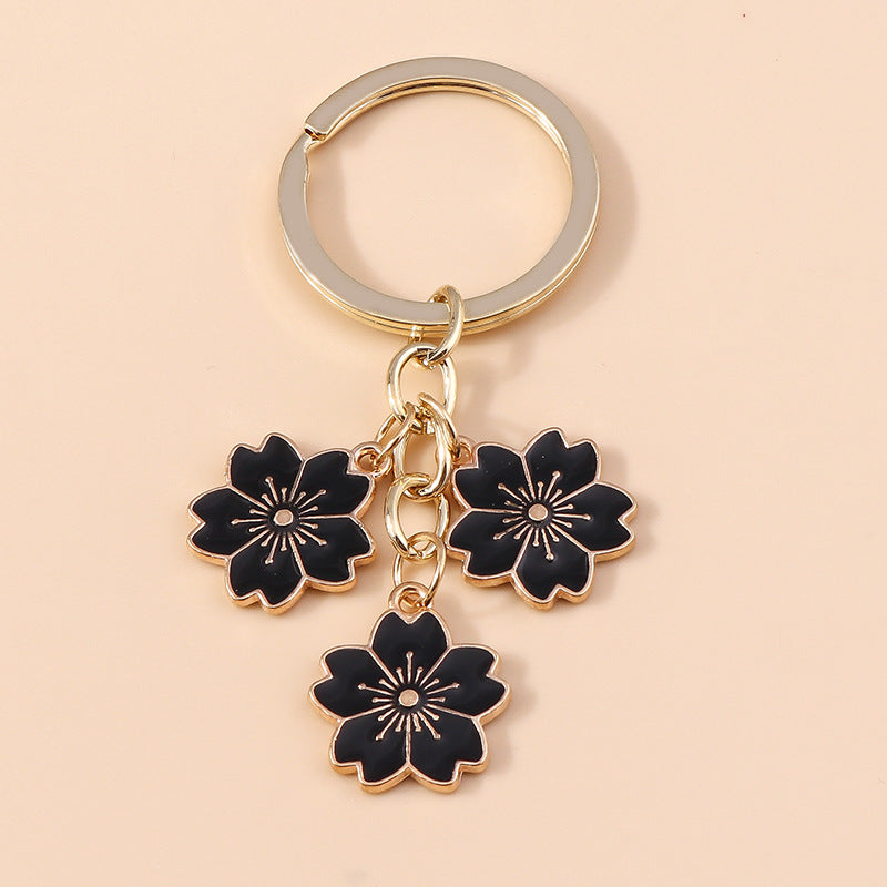 Wholesale Cherry Blossom Metal Keychain Handbag Decoration Pendant Accessories