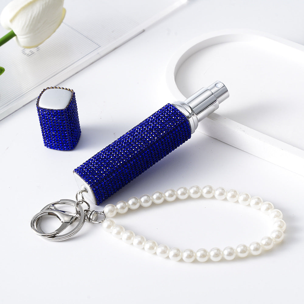 Wholesale Diamond-studded creative 10ml perfume bottle keychain