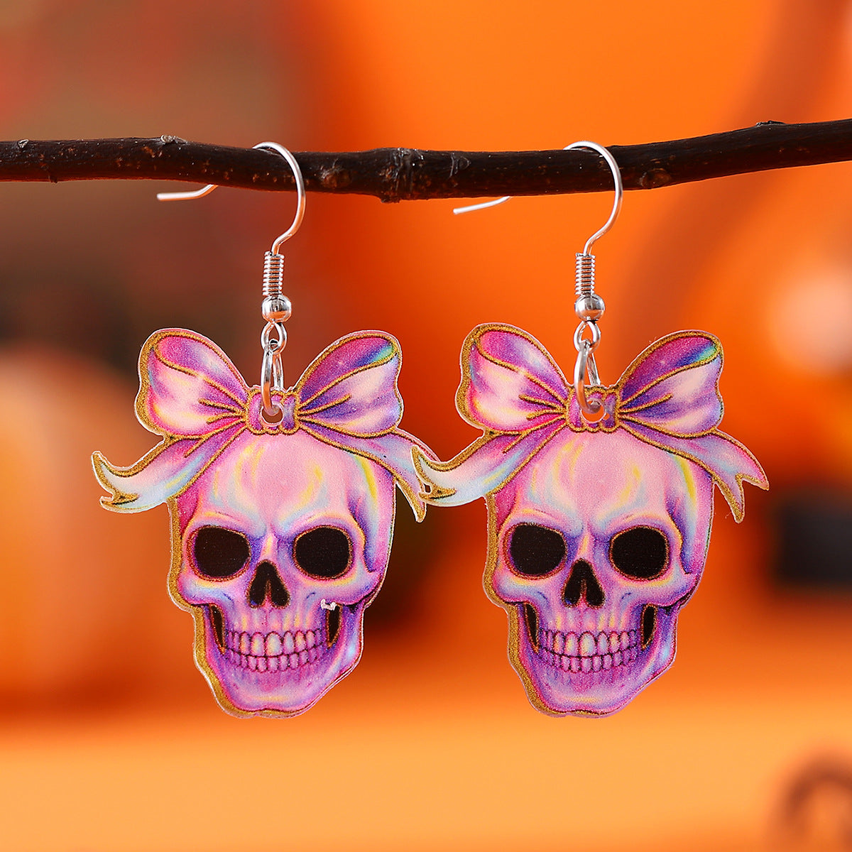 Wholesale  Acrylic Gothic Pumpkin Pendant Earrings