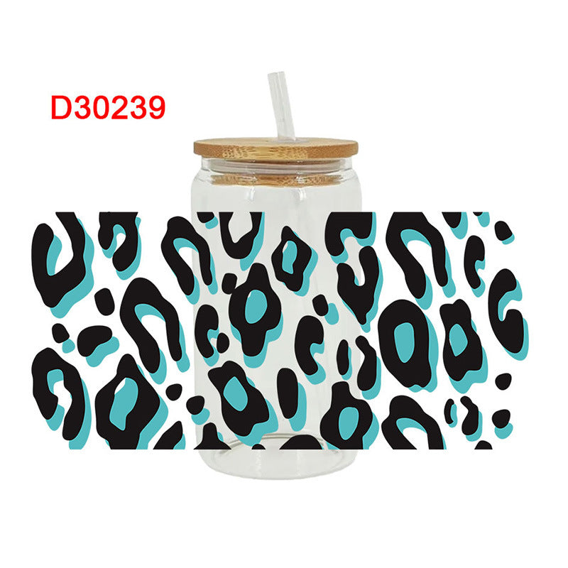 Wholesale Black textured pattern 16oz Cup UV DTF Wraps