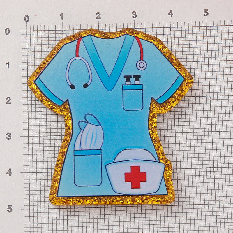Wholesale  10pcs Glitter Cartoon Medical Jewelry  Cute Acrylic Flatback