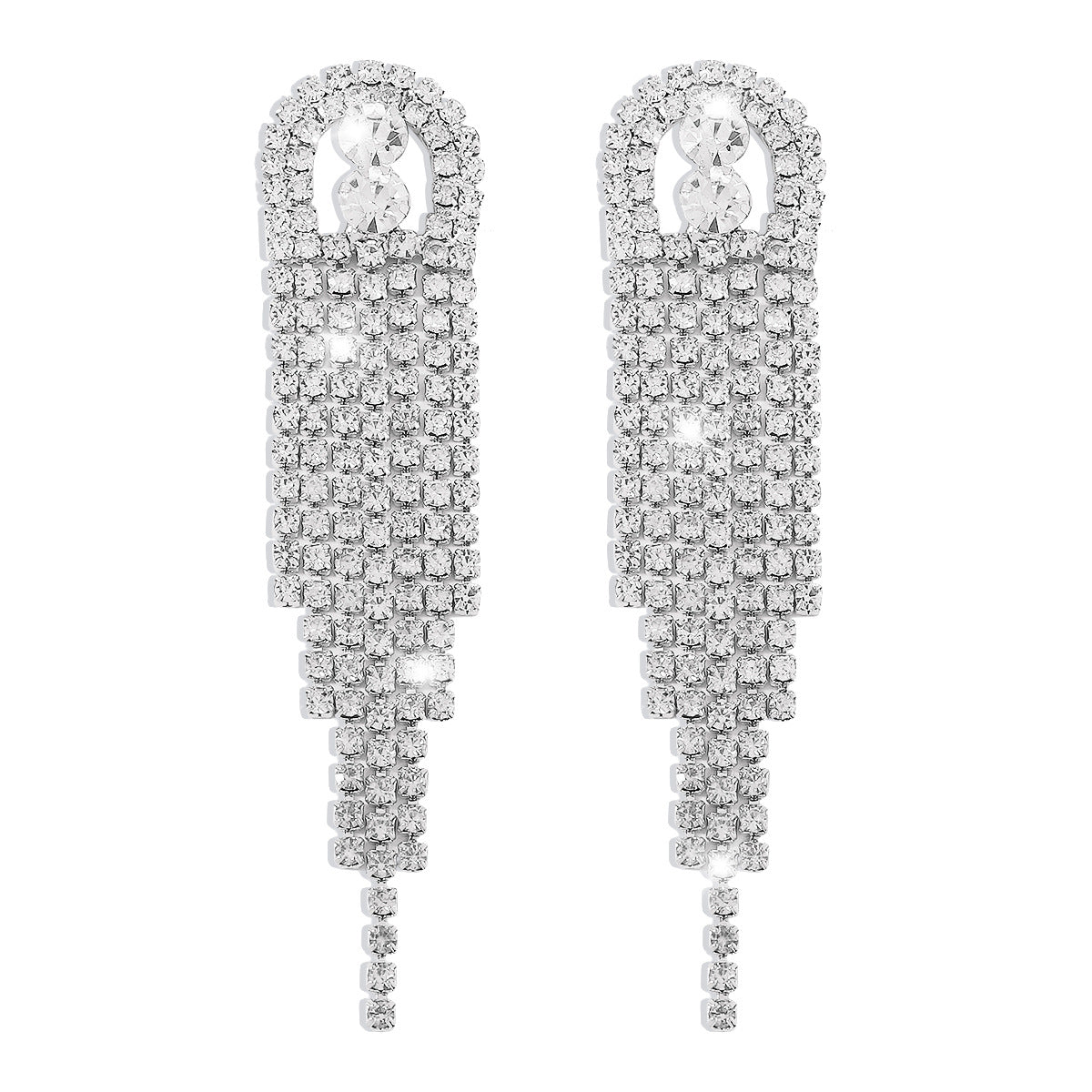 Wholesale Claw Chain Geometric Rhinestone Tassel Sparkling Earrings