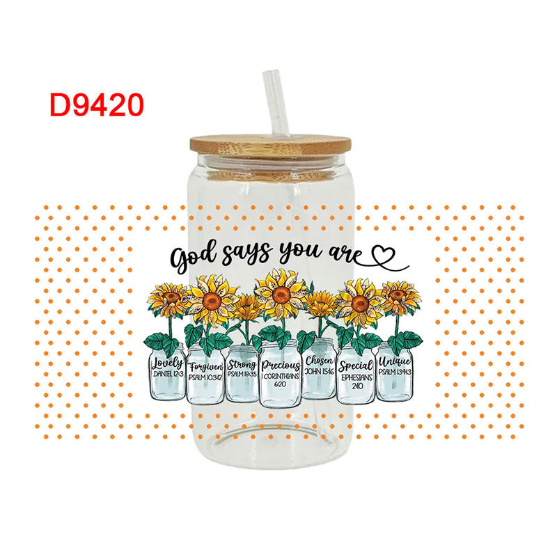 Wholesale Yellow blooming sunflowers  16oz Cup UV DTF Wraps