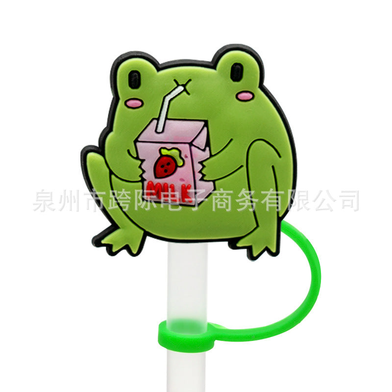 Wholesale 10 pcs Cartoon frog series straw cover straw cap silicone dust plug