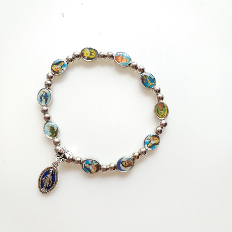 Wholesale Cross Crystal Alloy Elastic Beaded Bracelet