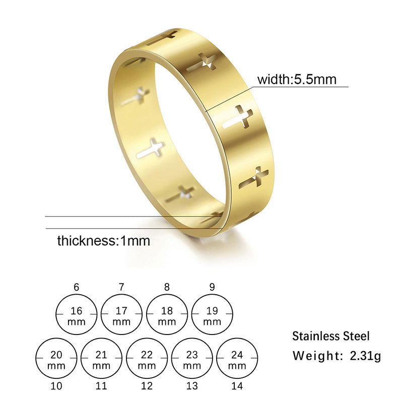 Wholesale Hollow Cross Stainless Steel Ring