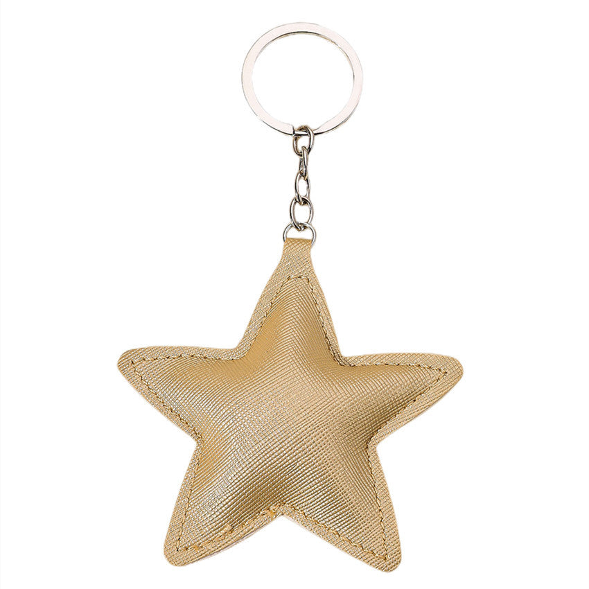Wholesale Gold Leather Pentagram Keychain