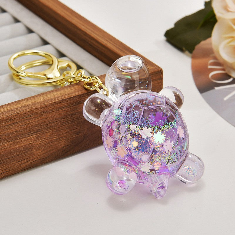 Wholesale Acrylic flowing sand turtle keychain