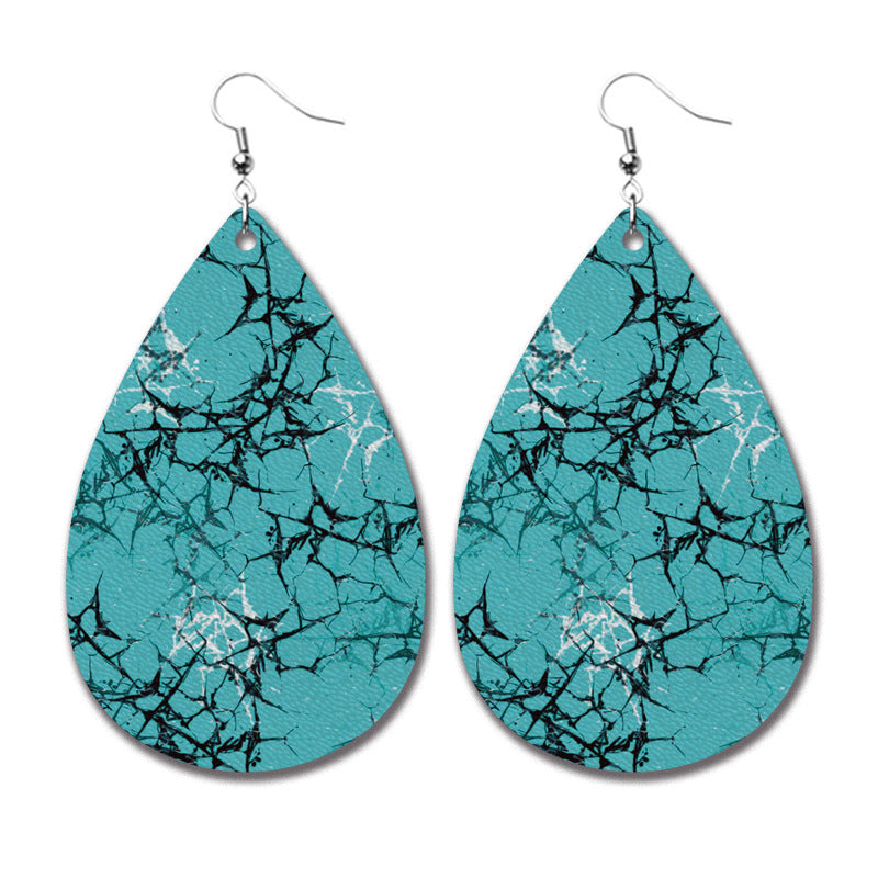 Wholesale Christmas PU leather teardrop earrings