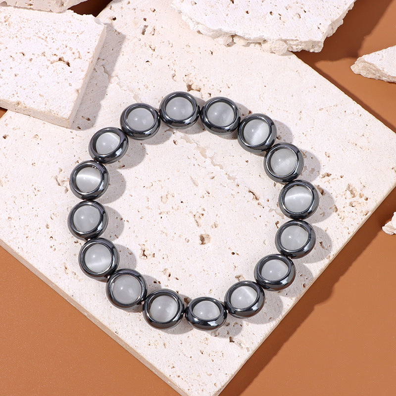 Wholesale Cat's Eye Beads Black Gallstone Donut Bracelet