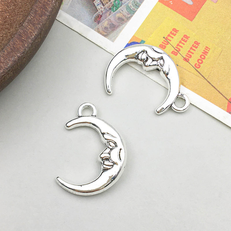 Wholesale Antique Silver Alloy Retro Simulation Star, Moon, Sun DIY Pendant