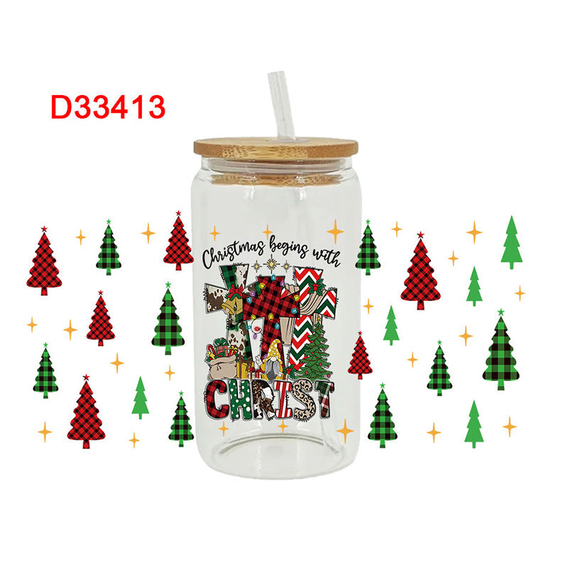 Wholesale Cartoon Christmas Series 16oz Cup UV DTF Wraps