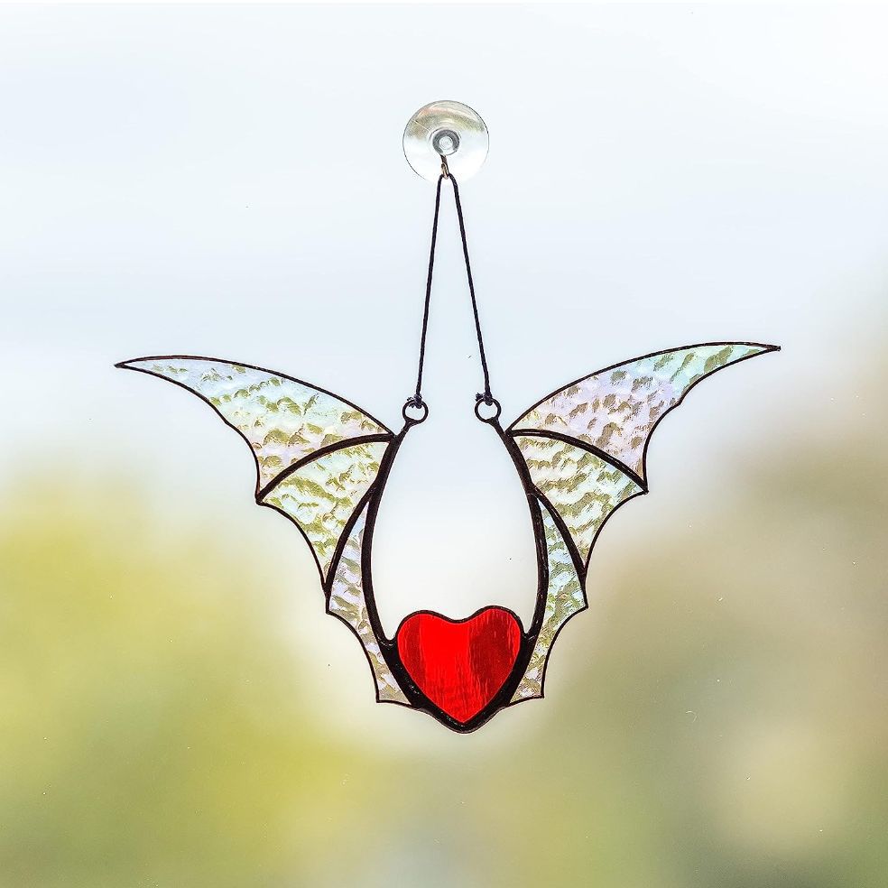 Wholesale Halloween Vampire Bat Stained Glass Window Hanging Ornament Decoration