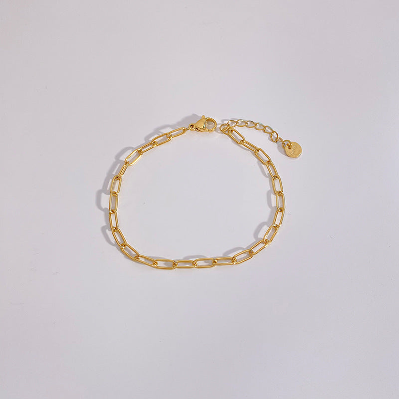 Wholesale Simple and Exquisite Plain Chain Flat Snake Chain Paper Clips Stainless Steel Bracelet