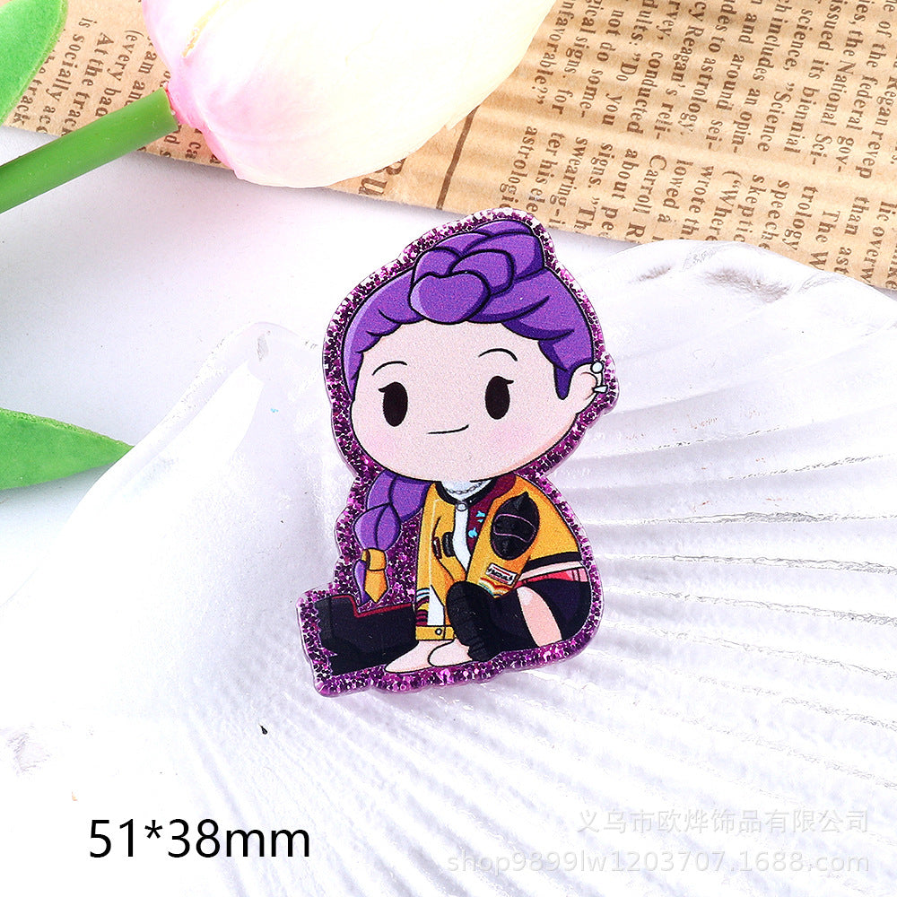 Wholesale 10pcs/ pack Cartoon Girl Cute Pendant Acrylic Pin DIY Accessories