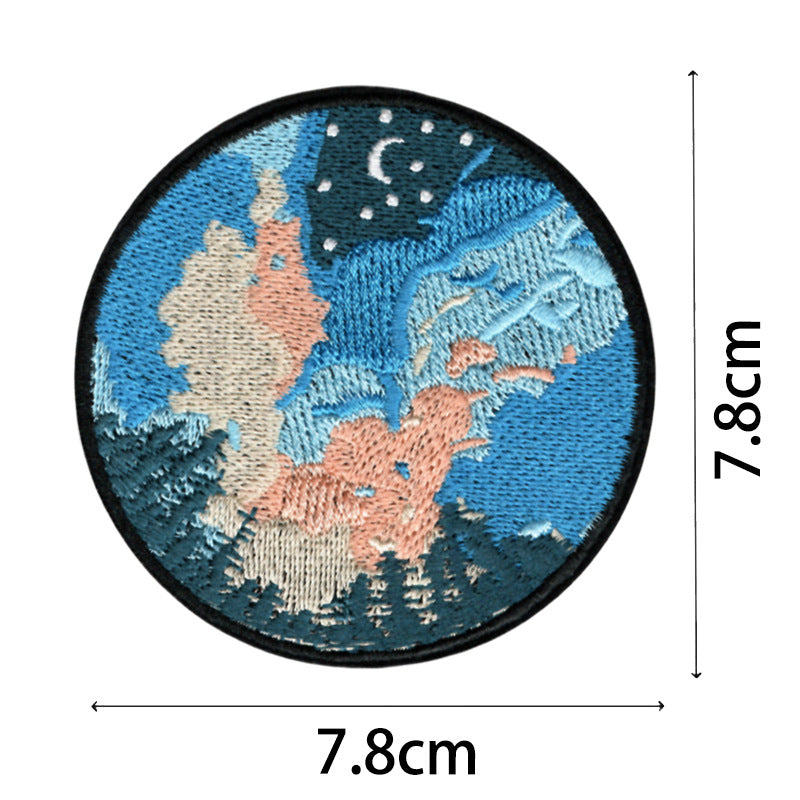 Wholesale Starry Sky Mountains Sunrise Embroidery DIY Patches