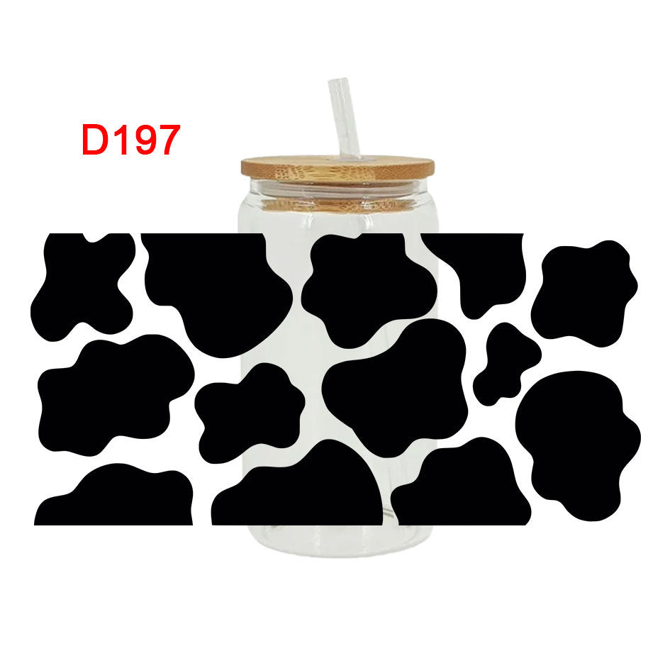 Wholesale Black and white cow pattern  16oz Cup UV DTF Wraps