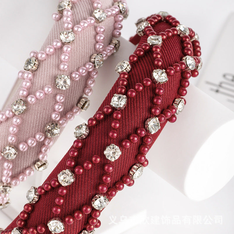 Wholesale Diamond and Pearl Baroque Sponge High Skull Headband