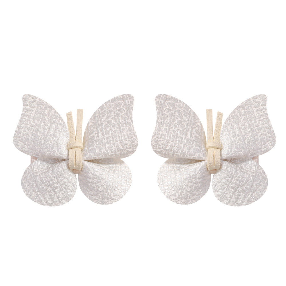 Wholesale PU Leather Handmade Butterfly Hairpin Retro