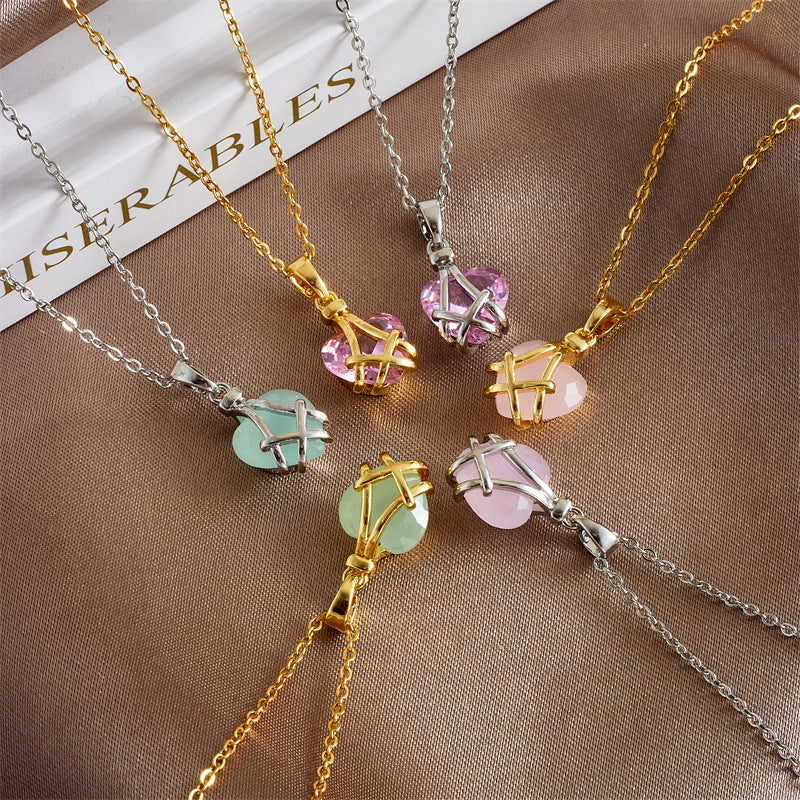 Wholesale birthday Stone Love necklace female niche design luxury design pendant accessories clavicle chain