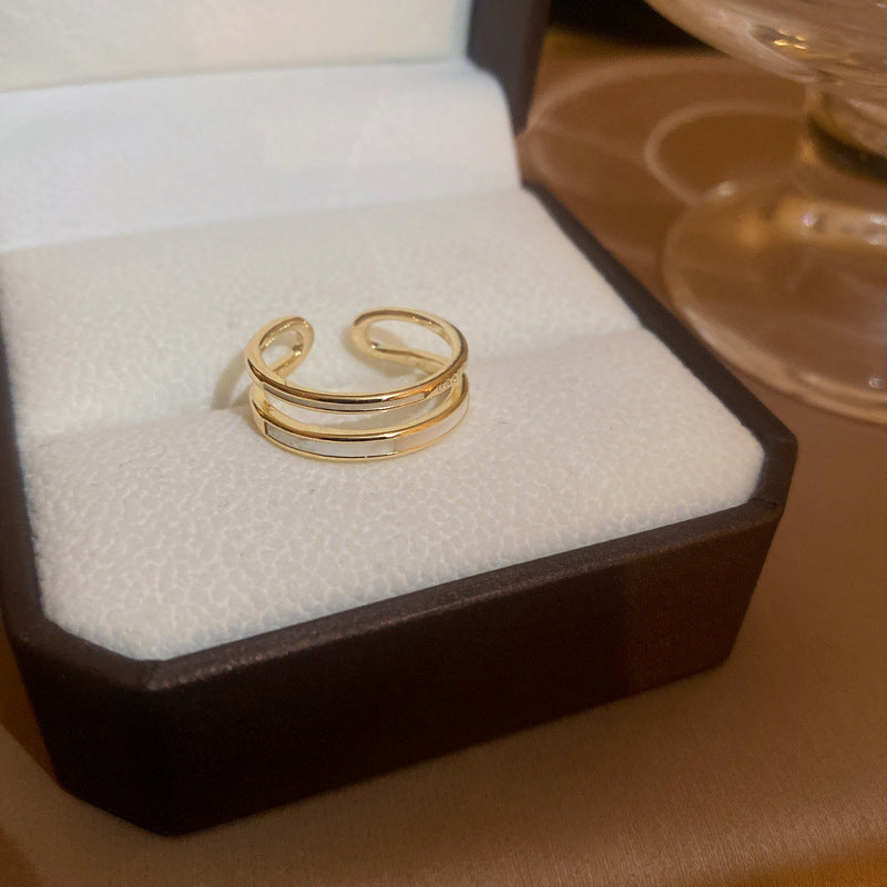 Wholesale Diamond Inlaid Zircon Geometric Opening Metal Rings