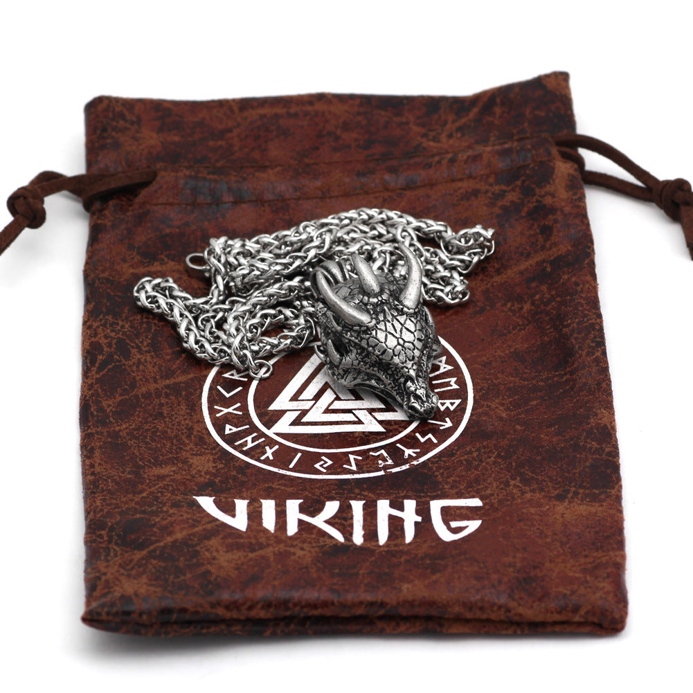 Wholesale Domineering Dragon Head Pendant Hip Hop Retro Style Men's Necklace