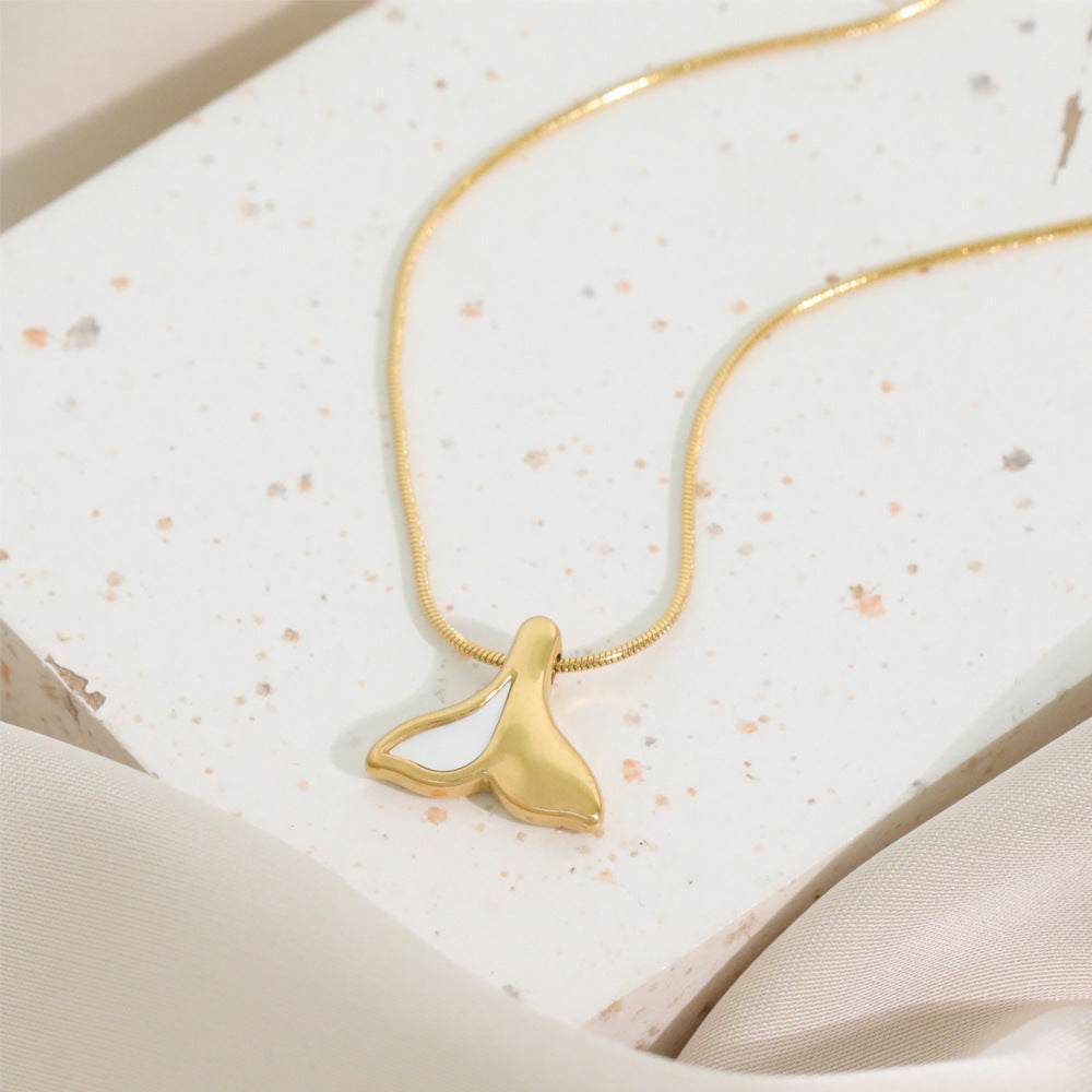 Wholesale Fritillary Fishtail Titanium Steel 18k Gold Snake Bone Chain Necklace