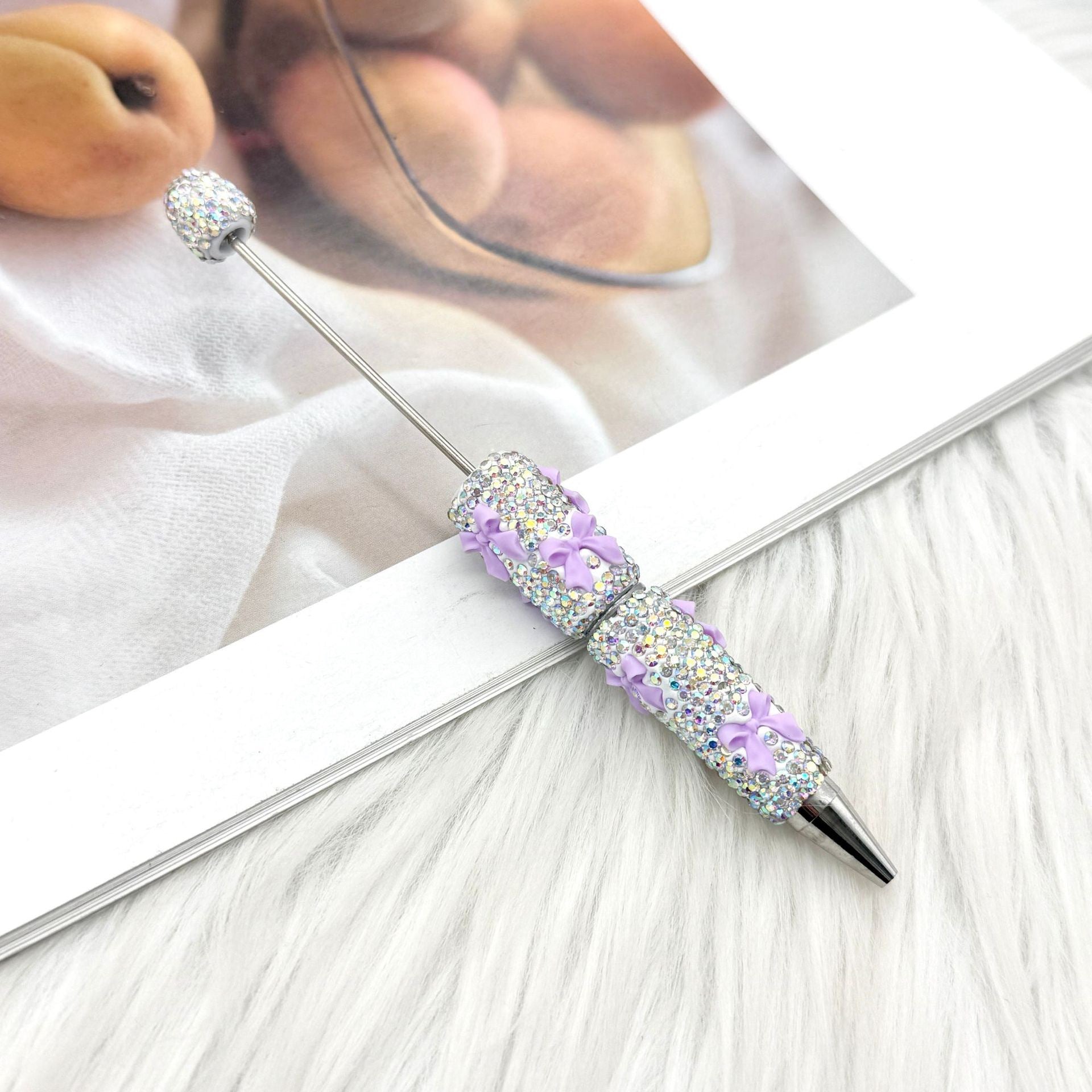Wholesale 2pcs DIY Bow Full Rhinestone Beaded Pen Valentine' s Day Gift Pen