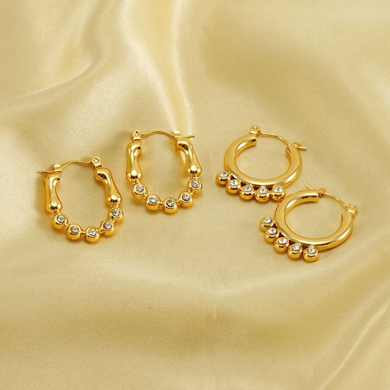 Wholesale Titanium Steel Geometric Circular Earrings