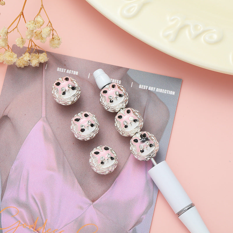 Wholesale Alloy Oil Drip Cat Head Straight Hole Beads