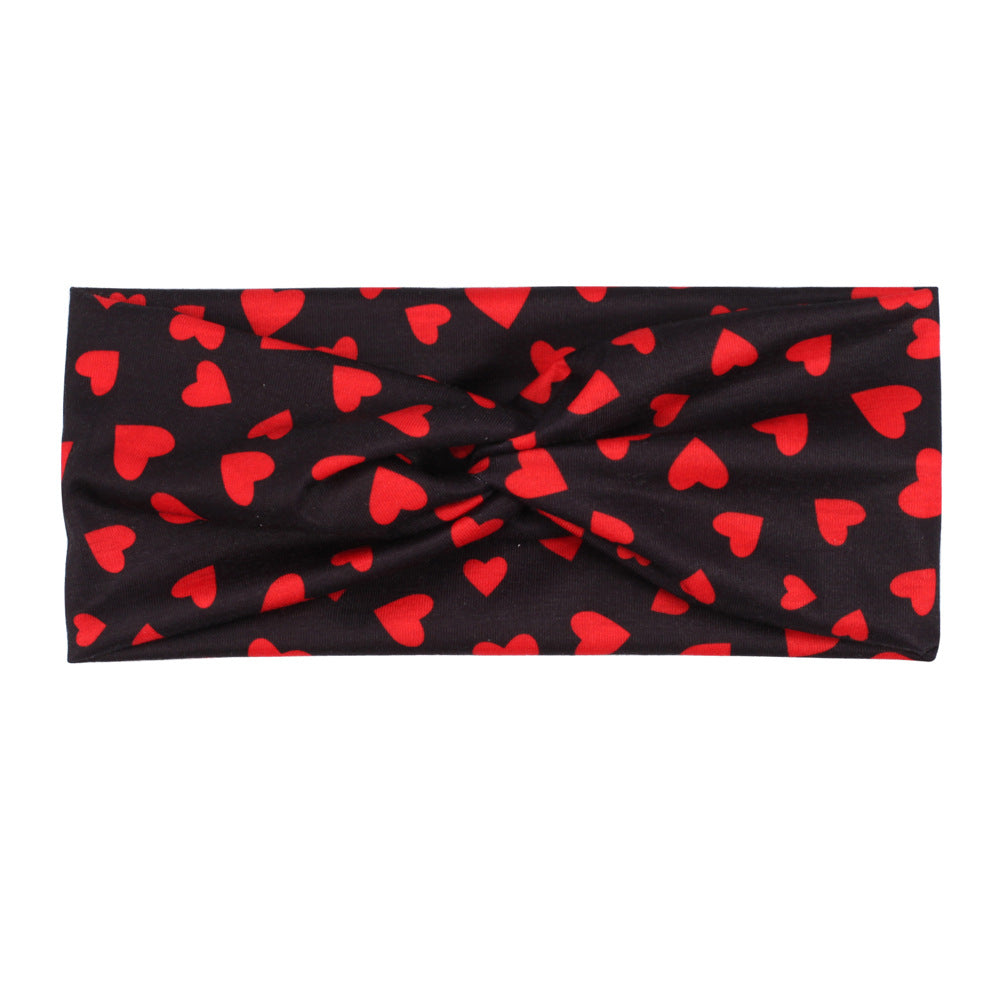 Wholesale Valentine's Day Printed Fashion Headband Love Rose Fitness Yoga Sports Headband