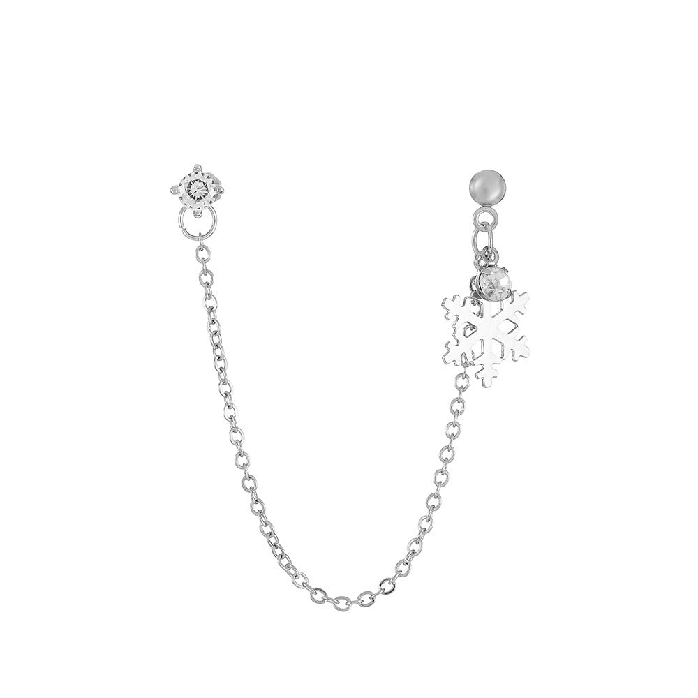 Wholesale Long Chain Diamond Snowflake Alloy Ear Clips