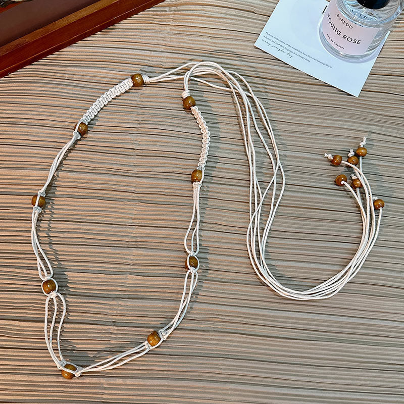 Wholesale Women's Versatile Dress Accessories Waist Rope Bohemian Braided Hemp Rope Waist Chain Thin Belt