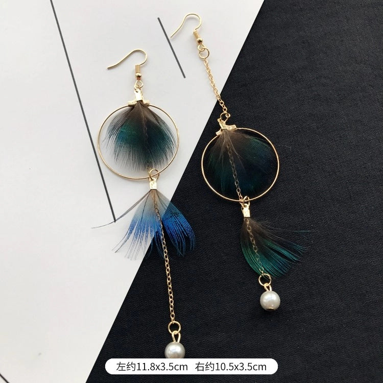 Wholesale Peacock Feather Tassel Bohemian Earrings